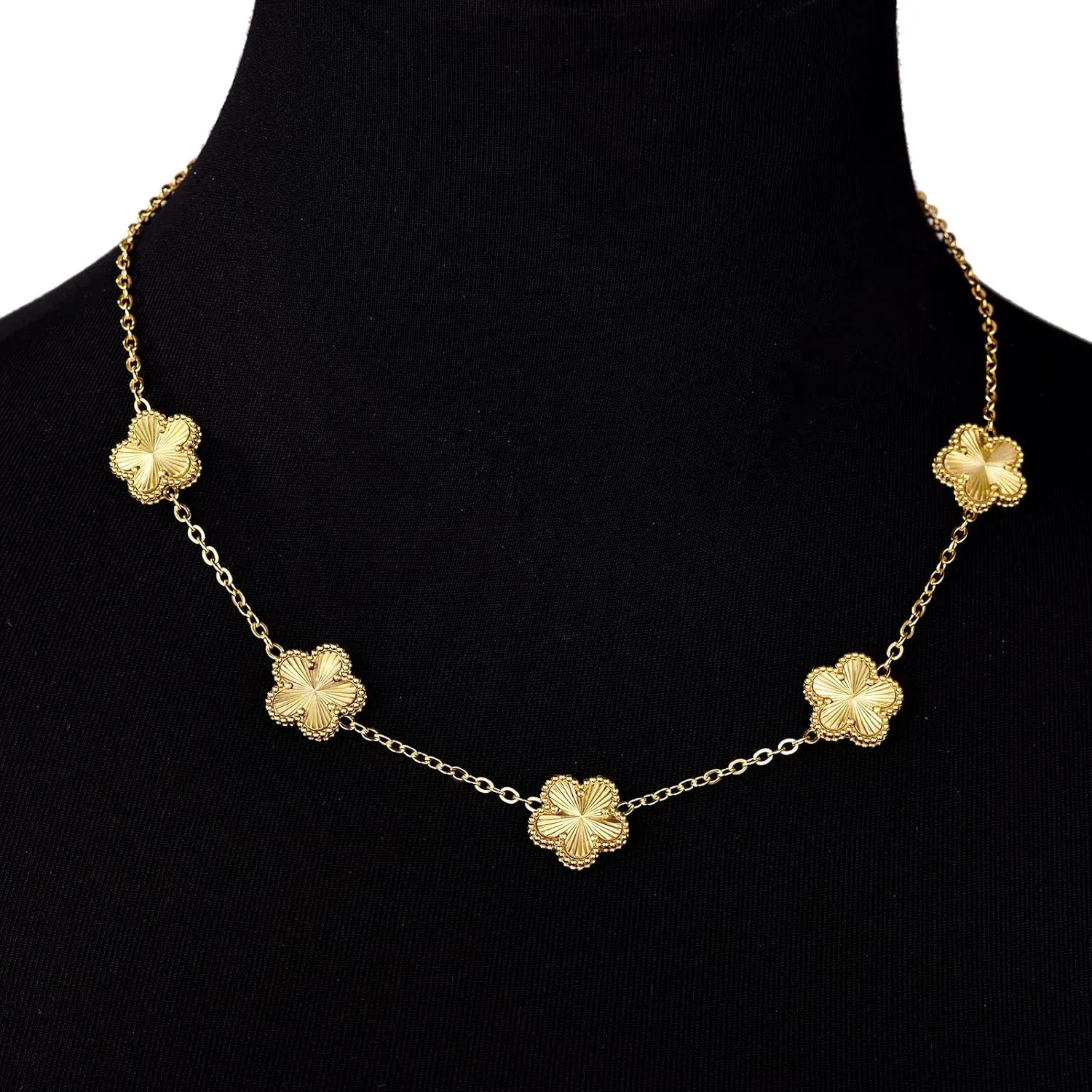 Clover Necklace for Women 18K Gold Plated Stainless Steel Four Leaf Clover Necklace Lucky Simple Dainty Jewelry