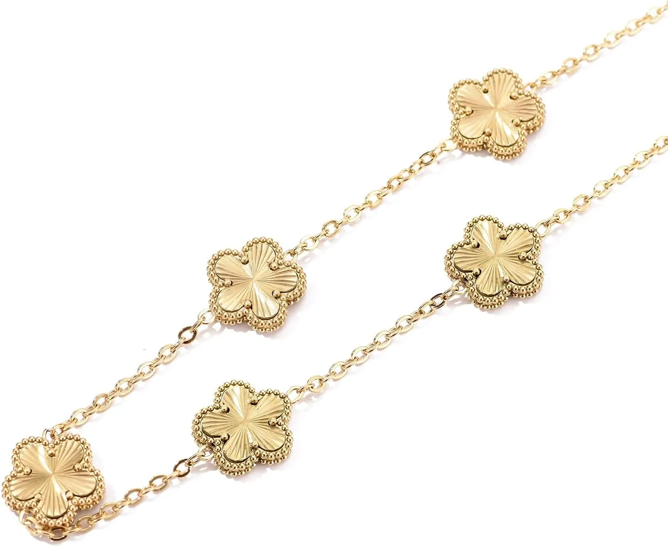 Clover Necklace for Women 18K Gold Plated Stainless Steel Four Leaf Clover Necklace Lucky Simple Dainty Jewelry