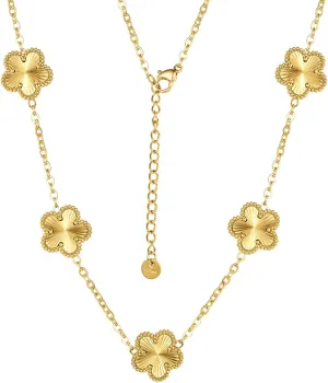 Clover Necklace for Women 18K Gold Plated Stainless Steel Four Leaf Clover Necklace Lucky Simple Dainty Jewelry
