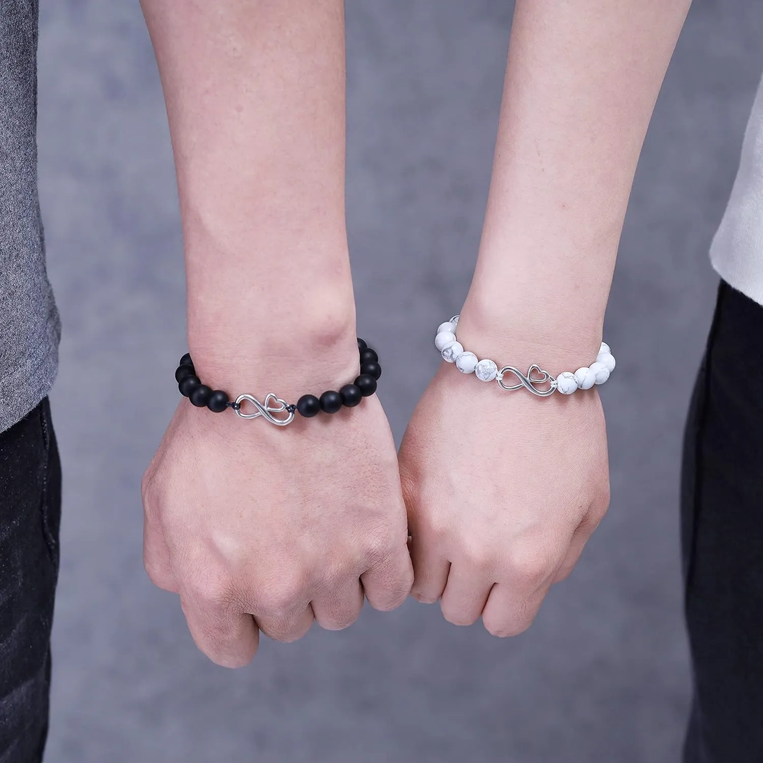 COAI Infinity Heart His and Hers Stone Beaded Bracelets for Couples