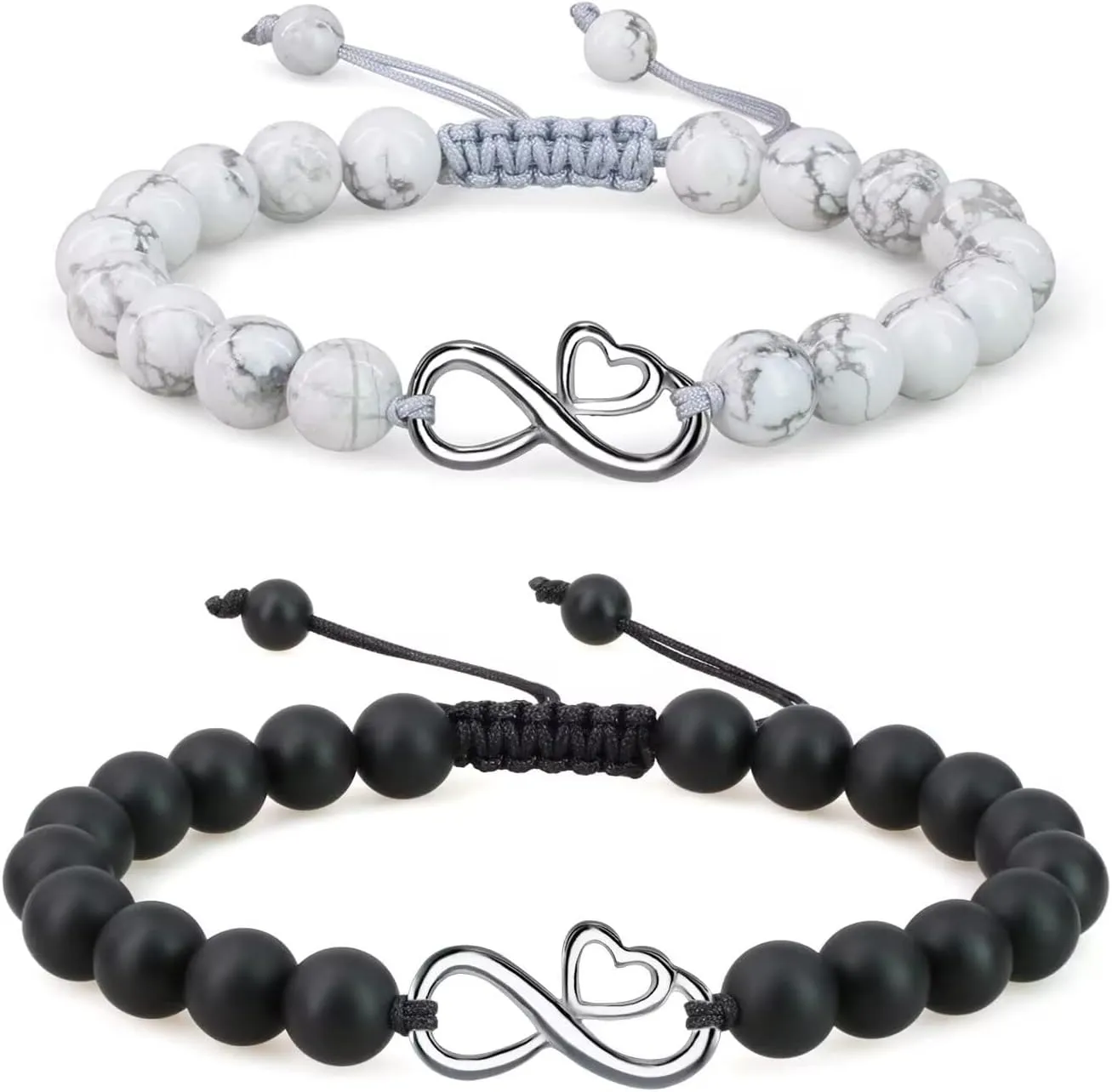 COAI Infinity Heart His and Hers Stone Beaded Bracelets for Couples