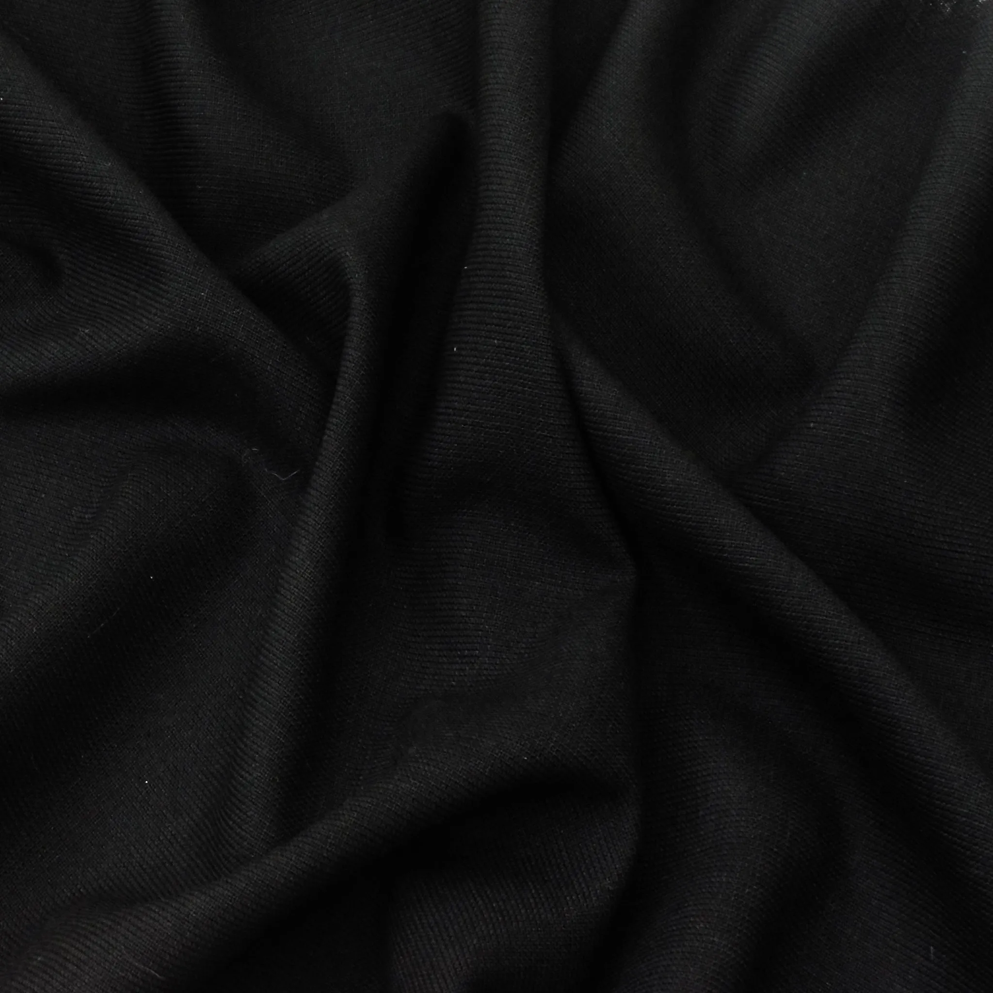 Coal Black Tropical Wool Blend Slubbed Shirting Fabric