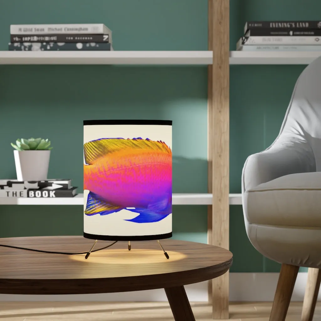 Colored Fish Tripod Lamp with High-Res Printed Shade, US/CA plug