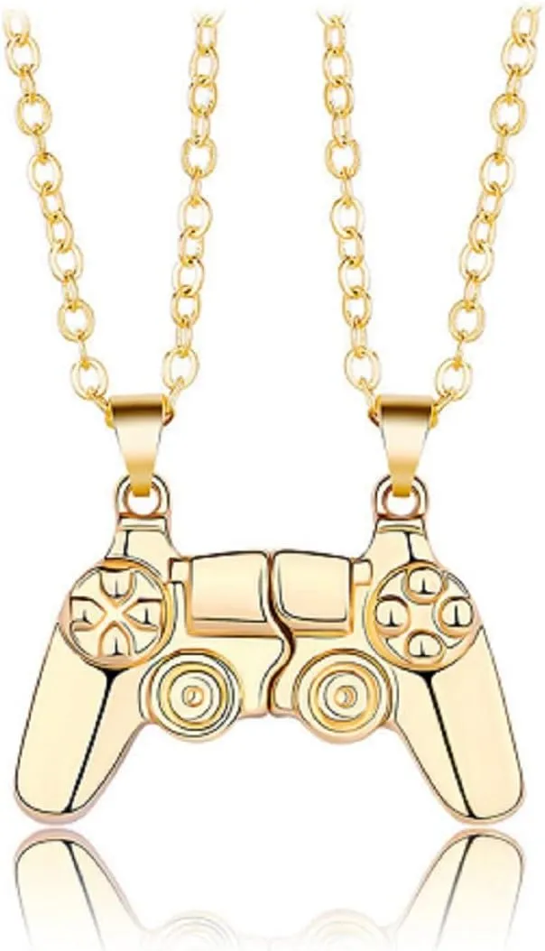 COLORFUL BLING 1 Pair Game Controller Matching Couple Pendant Necklaces Set Game Pad Friendship BFF Best Friends for Him and Her Street Hiphop Jewelry