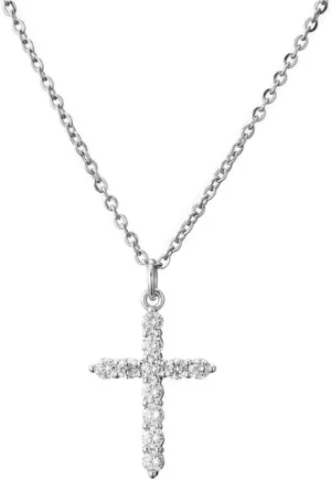 COLORFUL BLING Dainty Cubic Zircon Cross Necklace Choker Faith Crucifix Sideways Pendant Necklace for Women Gold Silver Cross Jewelry
