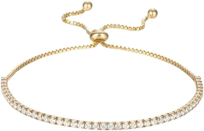 Colorful Tennis Bracelets Cubic Zirconia Dainty Diamond Tennis Bracelets Classic Adjustable Slider Bracelet Fashion Jewelry Wedding Gift for Women Gifts