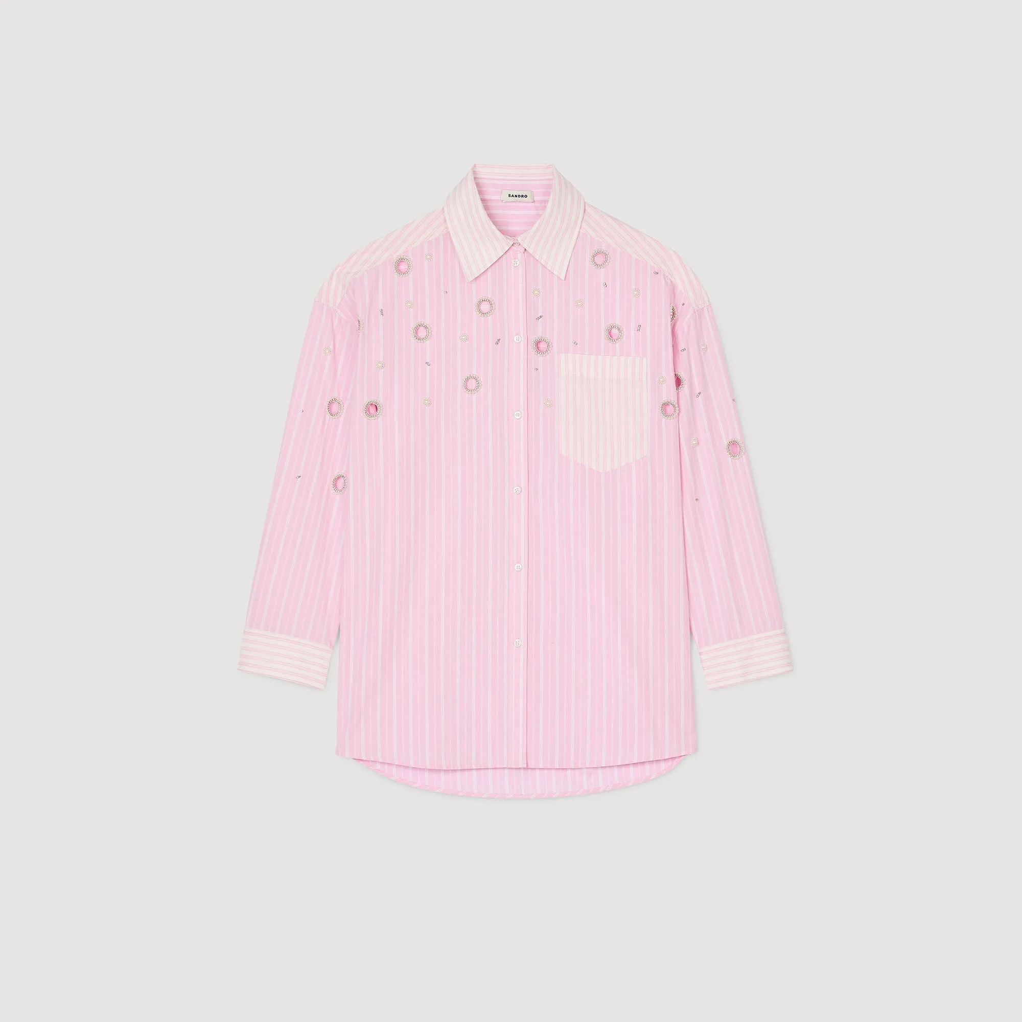 Confetti Striped Rhinestone Shirt Pink