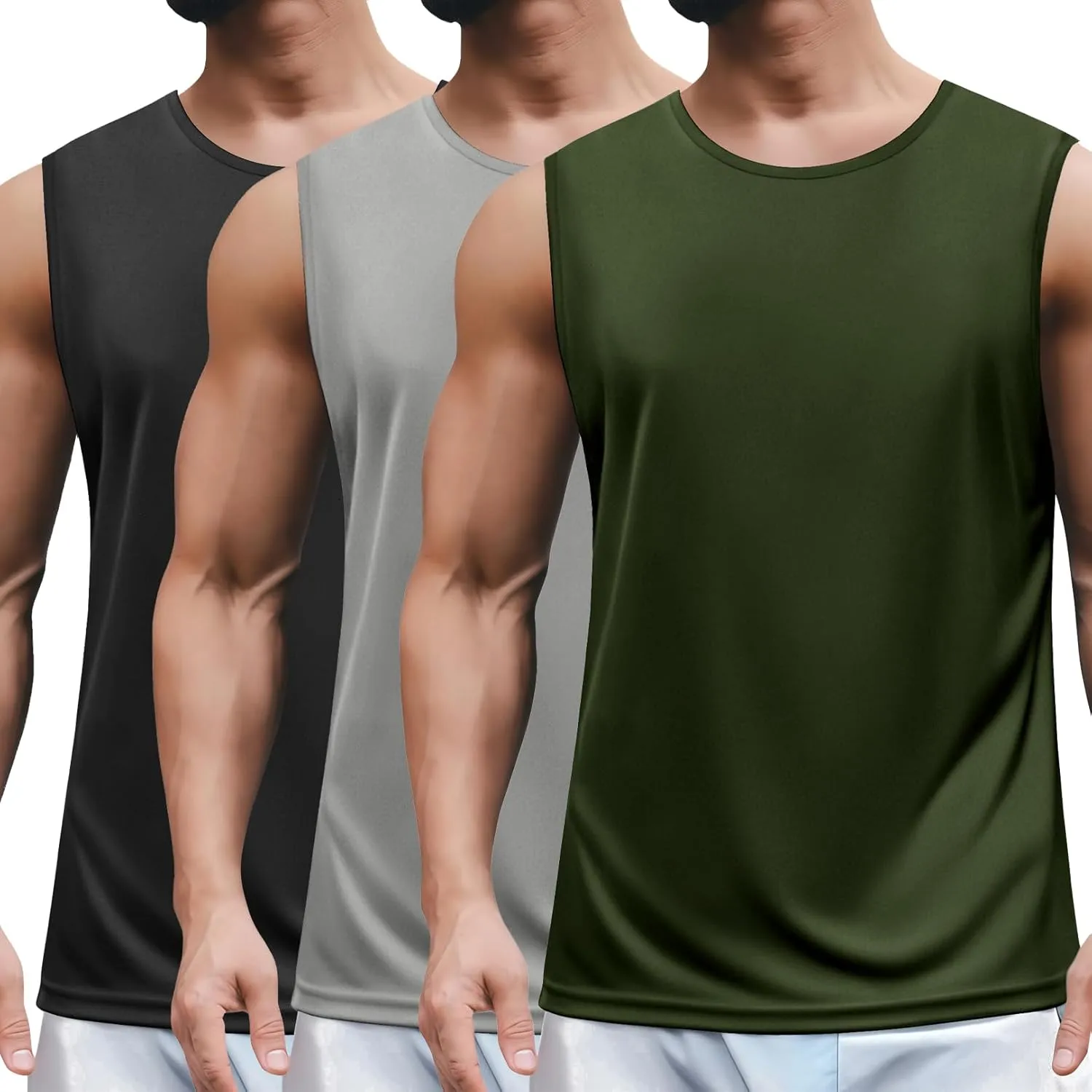 COOFANDY Mens 2 Pack Workout Tank Top UPF 50  Quick Dry Sleeveless Swim Shirt Gym Muscle Athletic Summer Beach T Shirts