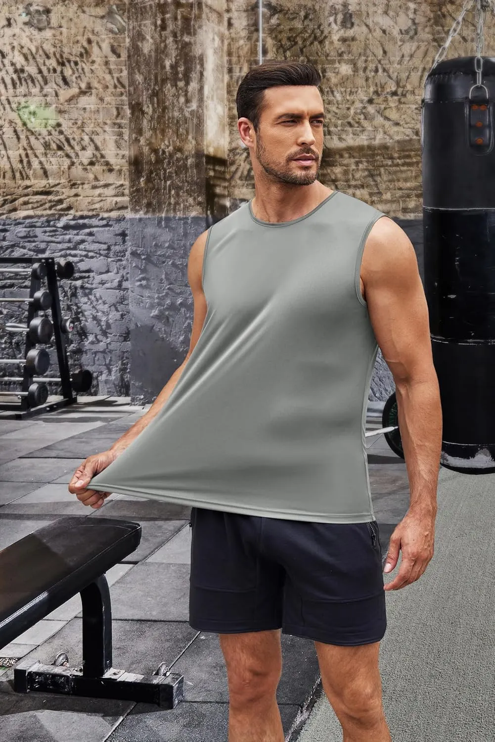 COOFANDY Mens 2 Pack Workout Tank Top UPF 50  Quick Dry Sleeveless Swim Shirt Gym Muscle Athletic Summer Beach T Shirts