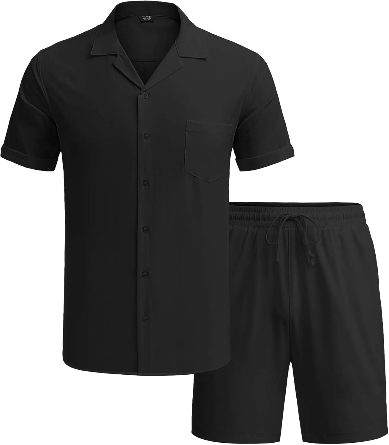 COOFANDY Men's 2 Pieces Shirt Set Short Sleeve Button Down Casual Hippie Holiday Beach T-Shirts Shorts Outfits
