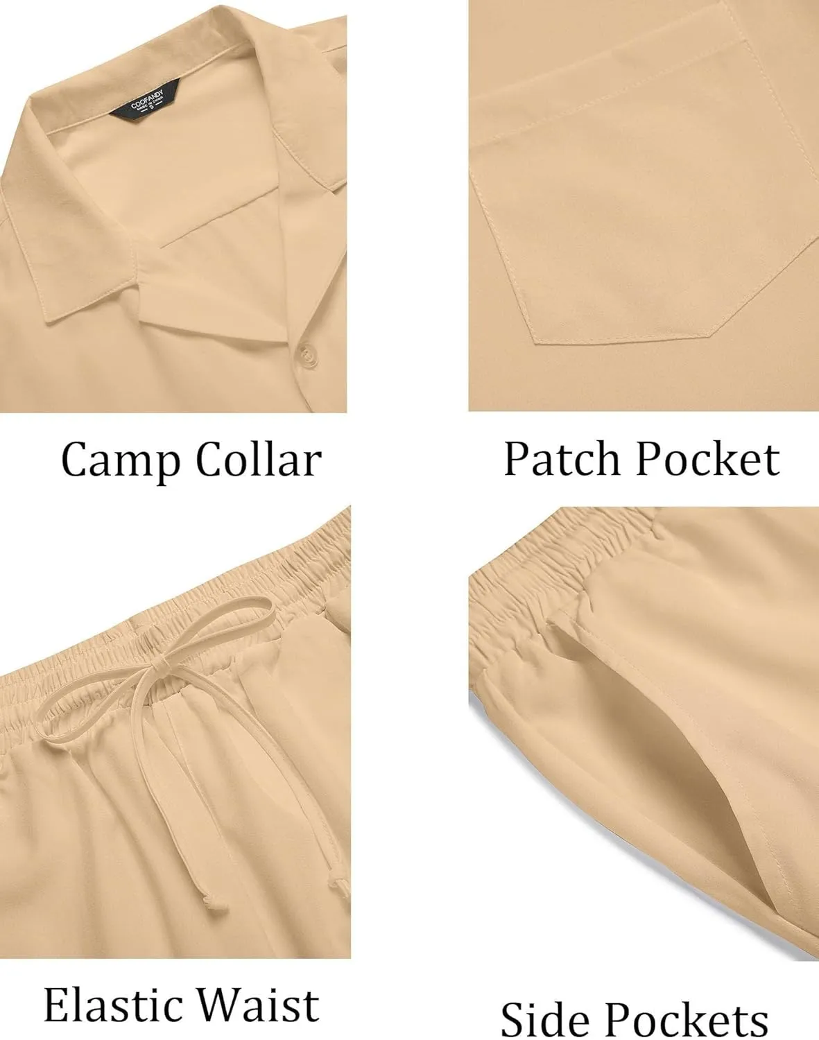 COOFANDY Men's 2 Pieces Shirt Set Short Sleeve Button Down Casual Hippie Holiday Beach T-Shirts Shorts Outfits