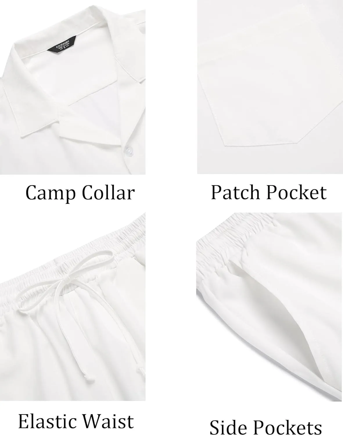 COOFANDY Men's 2 Pieces Shirt Set Short Sleeve Button Down Casual Hippie Holiday Beach T-Shirts Shorts Outfits