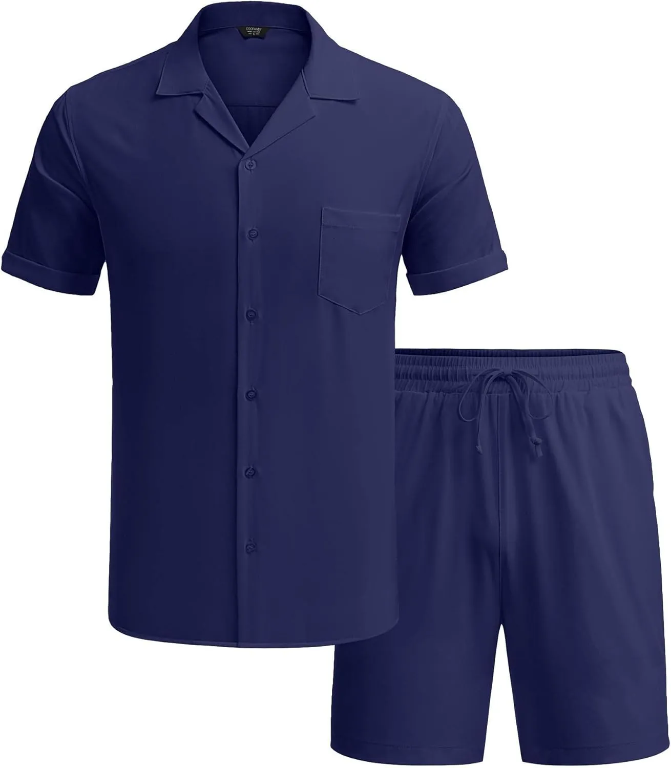 COOFANDY Men's 2 Pieces Shirt Set Short Sleeve Button Down Casual Hippie Holiday Beach T-Shirts Shorts Outfits