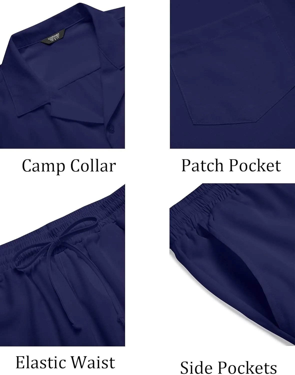 COOFANDY Men's 2 Pieces Shirt Set Short Sleeve Button Down Casual Hippie Holiday Beach T-Shirts Shorts Outfits