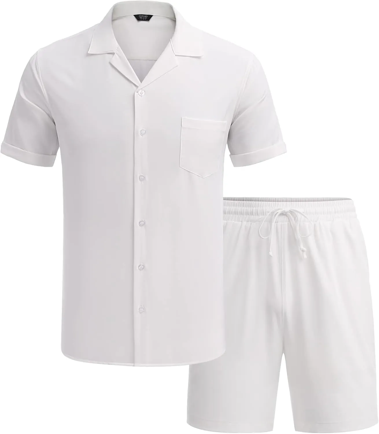 COOFANDY Men's 2 Pieces Shirt Set Short Sleeve Button Down Casual Hippie Holiday Beach T-Shirts Shorts Outfits