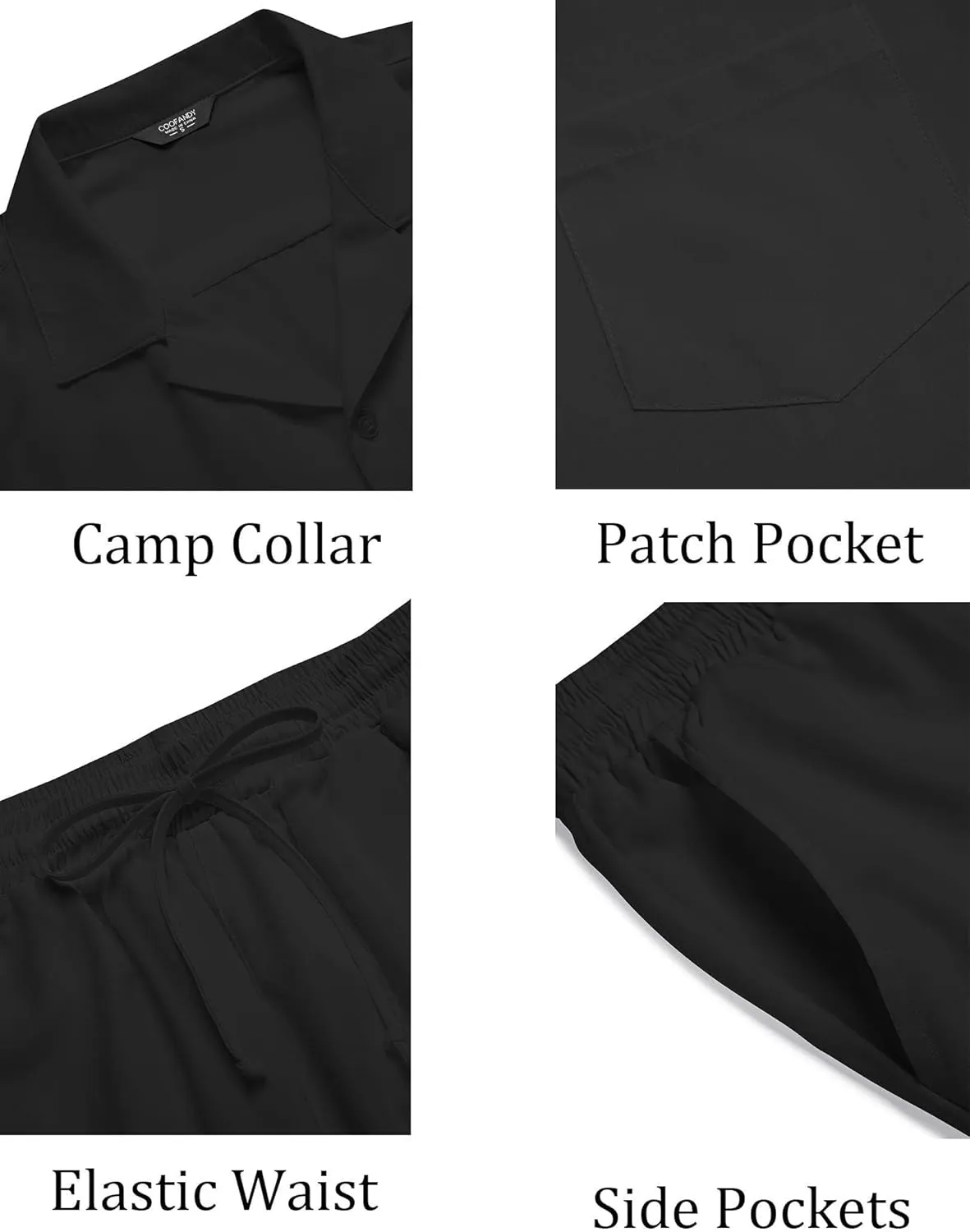 COOFANDY Men's 2 Pieces Shirt Set Short Sleeve Button Down Casual Hippie Holiday Beach T-Shirts Shorts Outfits