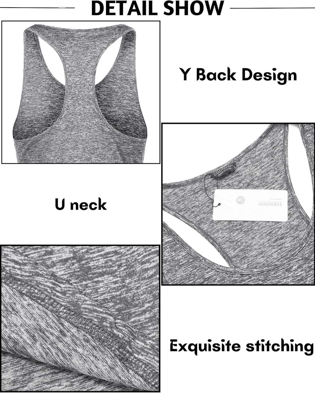 COOFANDY Men's 3 Pack Gym Tank Tops Y-Back Workout Muscle Tee Training Bodybuilding Fitness Sleeveless T Shirts
