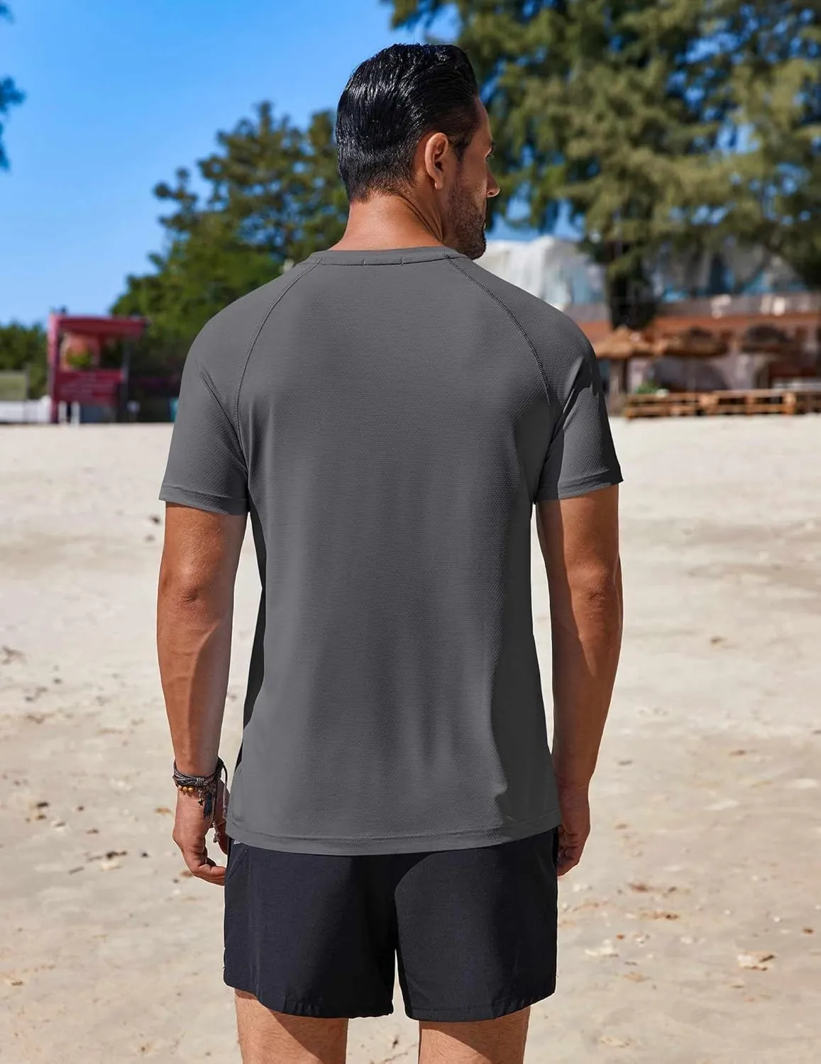 COOFANDY Mens Swim Shirt Short Sleeve UPF 50  Sun Protection Shirt Rah Guard Athletic Quick Dry T Shirts