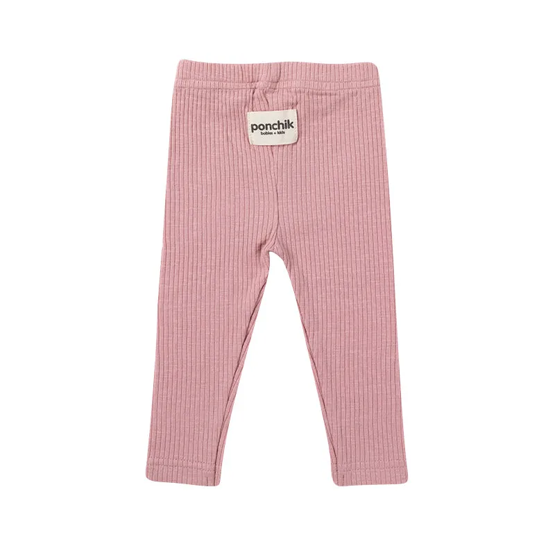 Cotton Ribbed Leggings - Carnation