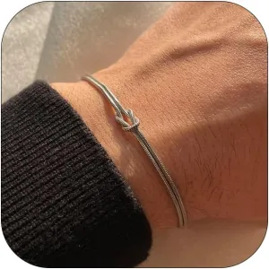 Couples Bracelets Dainty Gold Knot Bracelet Simple Adjustable Matching Bracelets Trendy Relationship Friendship Jewelry For Women