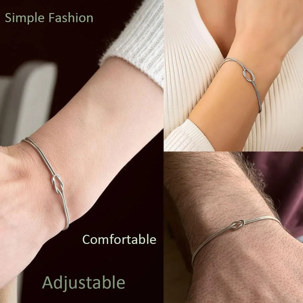 Couples Bracelets Dainty Gold Knot Bracelet Simple Adjustable Matching Bracelets Trendy Relationship Friendship Jewelry For Women
