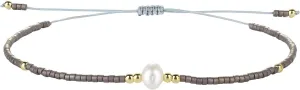 CQUAN CHI Charm Pearl Bracelet Handmade Friendship Seed Bead Bracelets Thin Strings Flat Knot Adjustable Women Bracelets