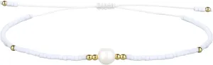 CQUAN CHI Charm Pearl Bracelet Handmade Friendship Seed Bead Bracelets Thin Strings Flat Knot Adjustable Women Bracelets