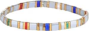 CQUAN CHI Tila Bead Bracelet Women Strand Bracelet Flat Bead Bracelet Handmade Stack Friendship Bracelet 40K