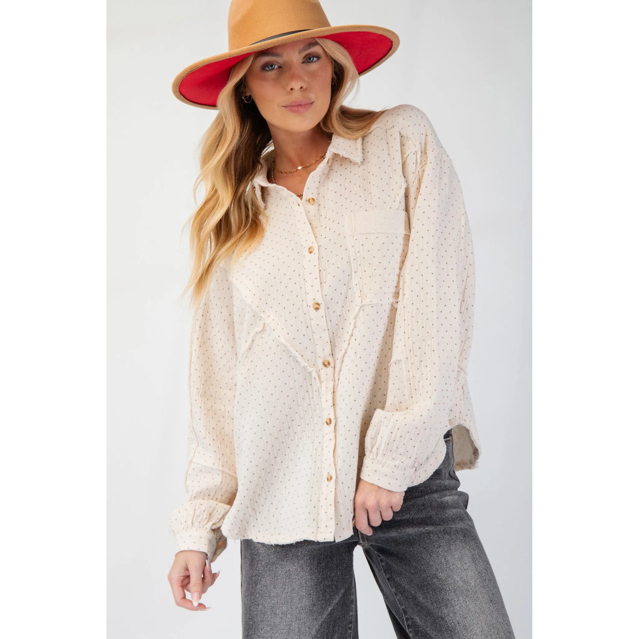 Cream Printed Button Down Shirt