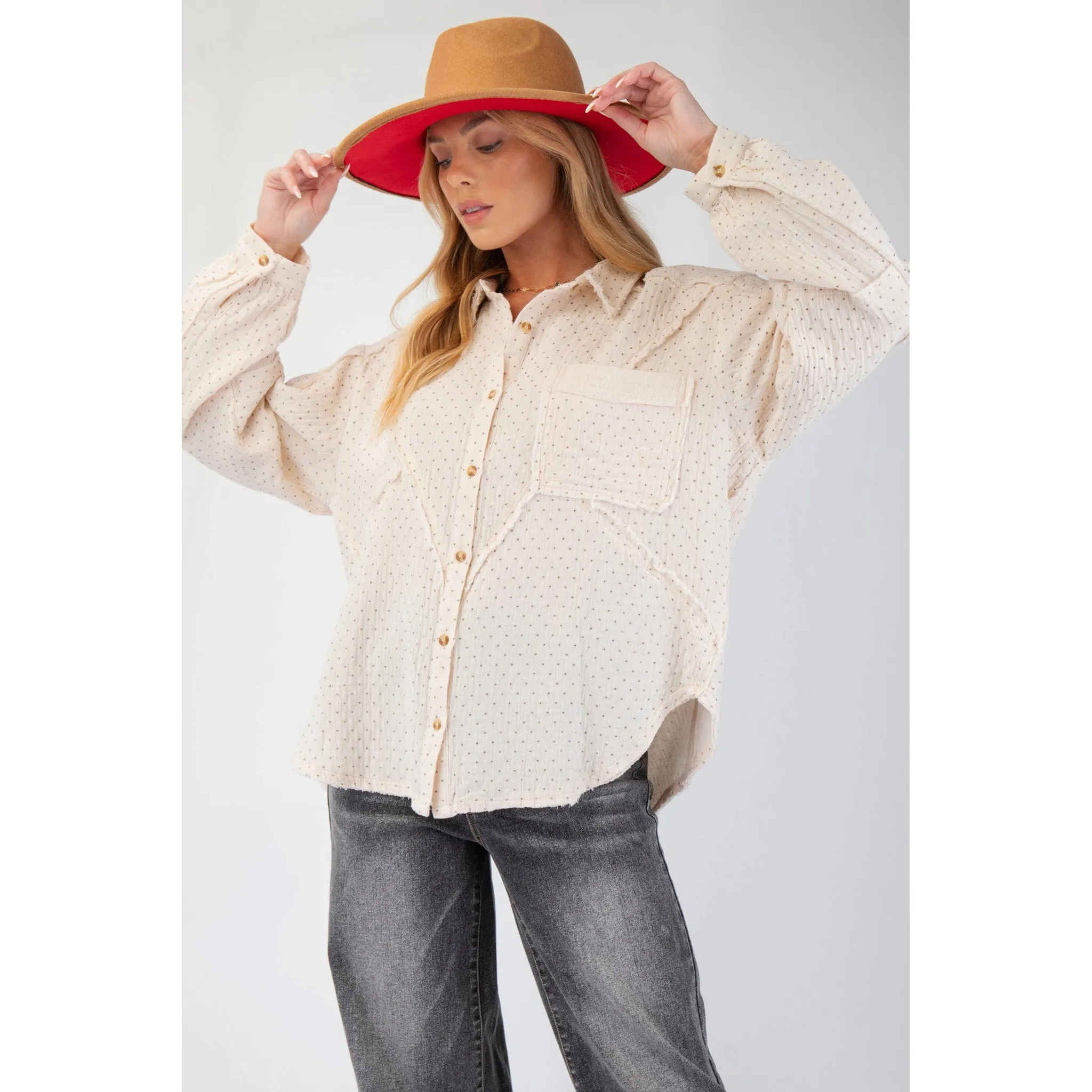 Cream Printed Button Down Shirt
