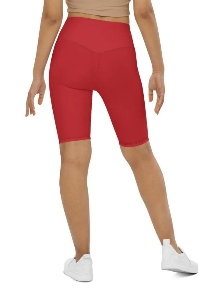 Crimson Red Biker Shorts
