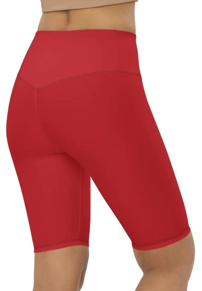 Crimson Red Biker Shorts