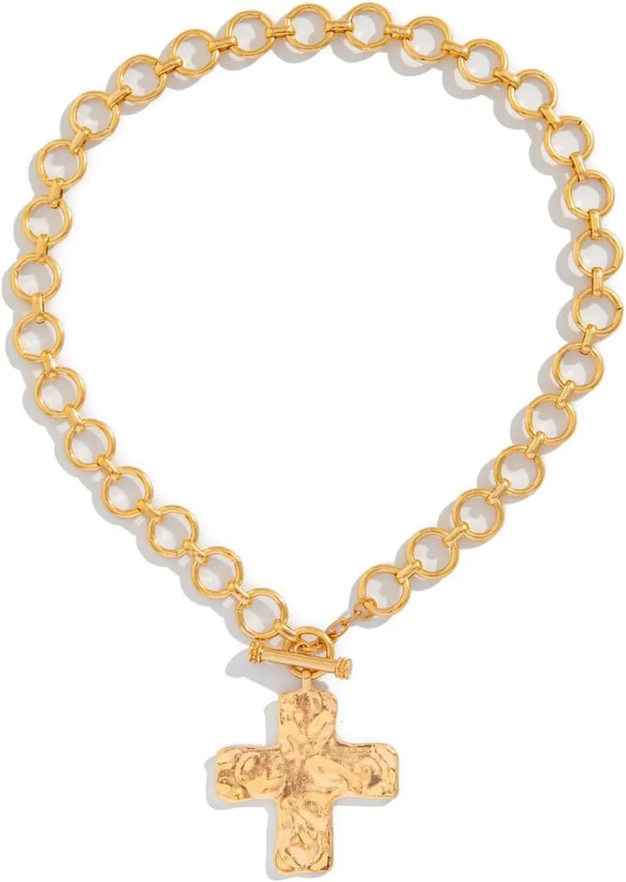 Cross Necklace for Wome 18K Gold Plated Cross Pendant Necklace Dainty Rhinestone Cross Necklace Tiny Gold Cross Necklaces Cross Choker Necklace Chunky Cross Necklace Gold Jewelry for Women
