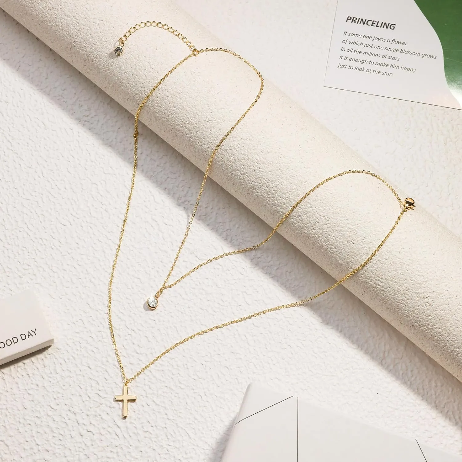 Cross Necklace for Women, 14K Gold/Silver Layered Cross Necklaces Dainty Cubic Zirconia Cross Necklaces Sideways Pearl Cross Choker Necklace for Women Trendy Necklace for Women Jewelry Gift