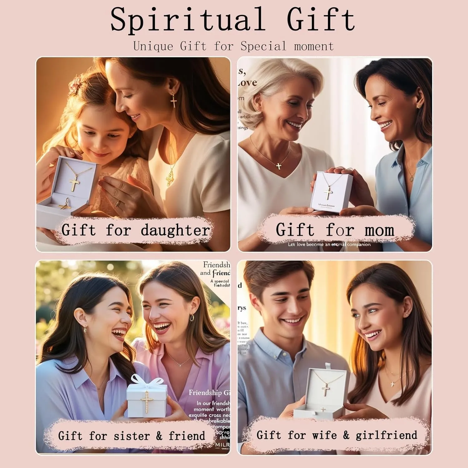 Cross Necklace for Women Trendy 18K Gold/White Gold/Rose Gold Plated Cross Pendant Necklaces for Women Diamond Necklaces for Women Perfect Christian Gift for Her Religious Gold Jewelry