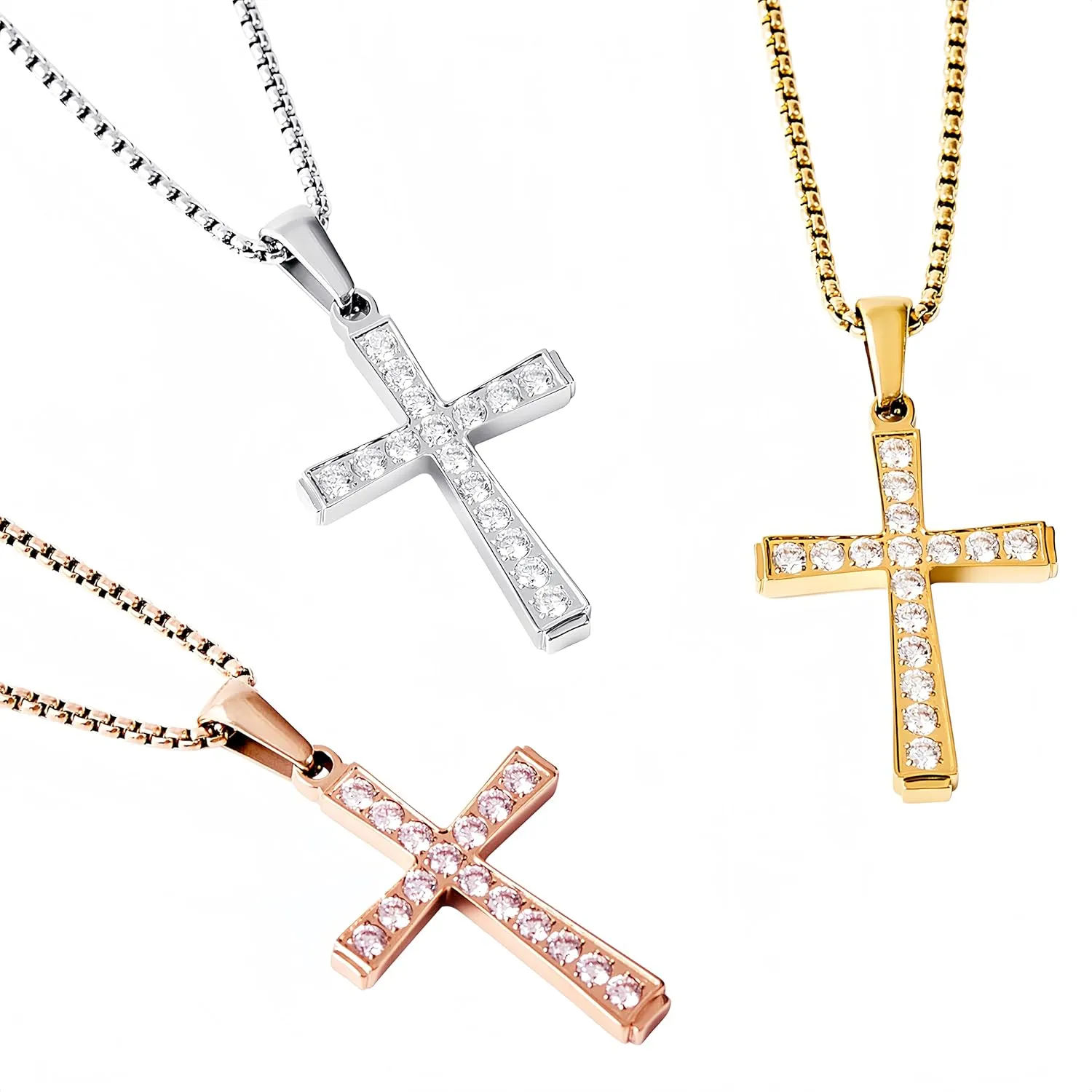 Cross Necklace for Women Trendy 18K Gold/White Gold/Rose Gold Plated Cross Pendant Necklaces for Women Diamond Necklaces for Women Perfect Christian Gift for Her Religious Gold Jewelry