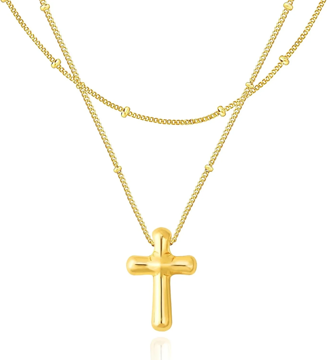 Cross Necklace for Women, Zinc-Alloy Plated Bubble Cross Pendant Necklaces