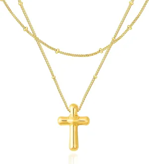 Cross Necklace for Women, Zinc-Alloy Plated Bubble Cross Pendant Necklaces