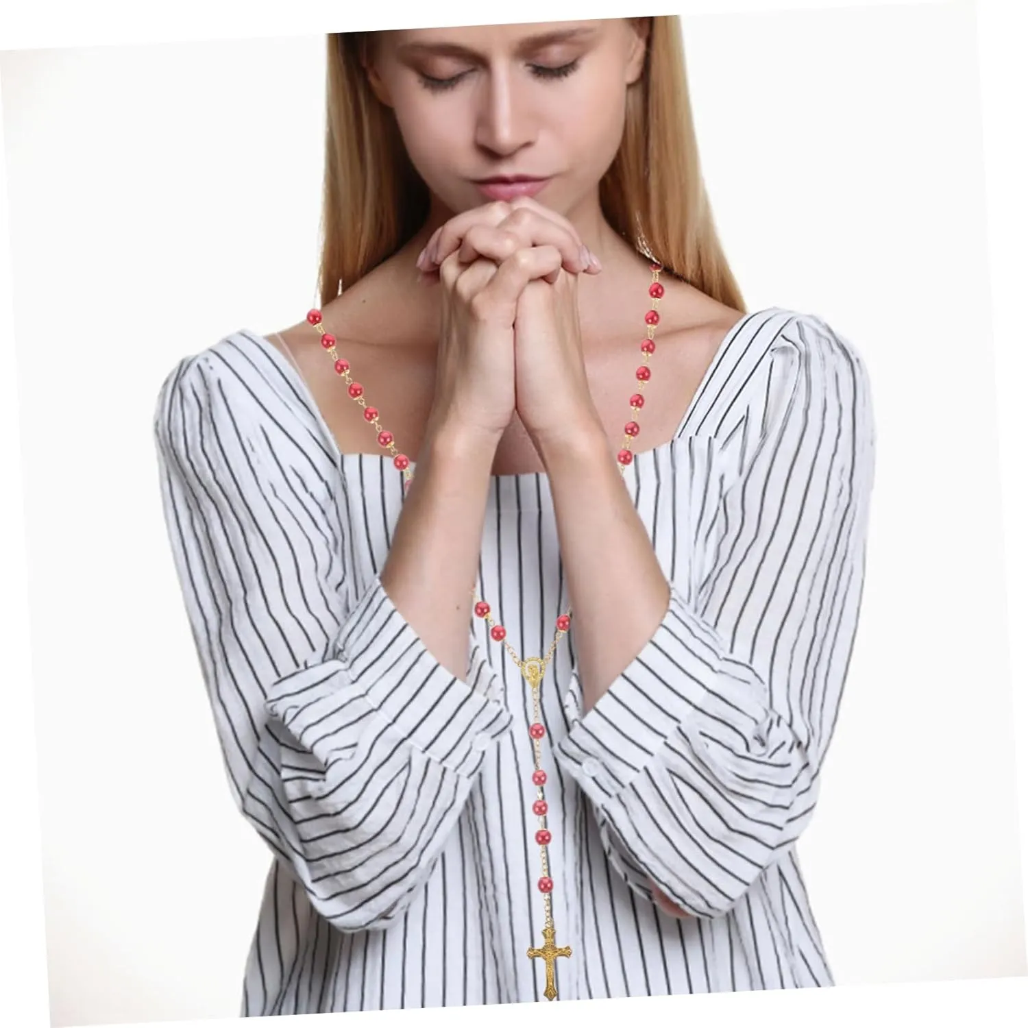 Cross Necklace Prayer Beads Necklaces Crosses Necklace for Women Pearl Necklace Gold Pendant Necklace