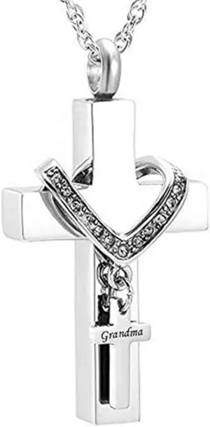Cross Urn Necklaces for Ashes Cremation Crucifix Keepsake Memorial Pendant Necklace