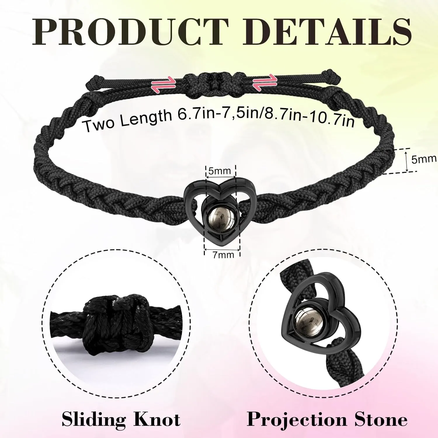Custom Bracelets with Picture Inside, Picture Bracelet Personalized Photo Projection Bracelets, Valentines Day Birthday Christmas Gifts for Women/Men