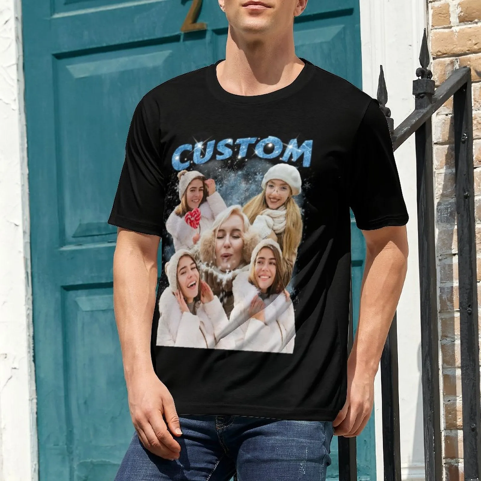 Custom Your Photo T-shirt Personalized Christmas Unisex Shirts with Pictures