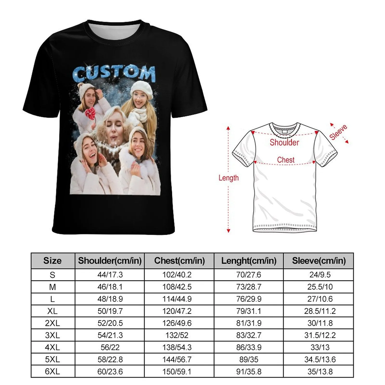 Custom Your Photo T-shirt Personalized Christmas Unisex Shirts with Pictures