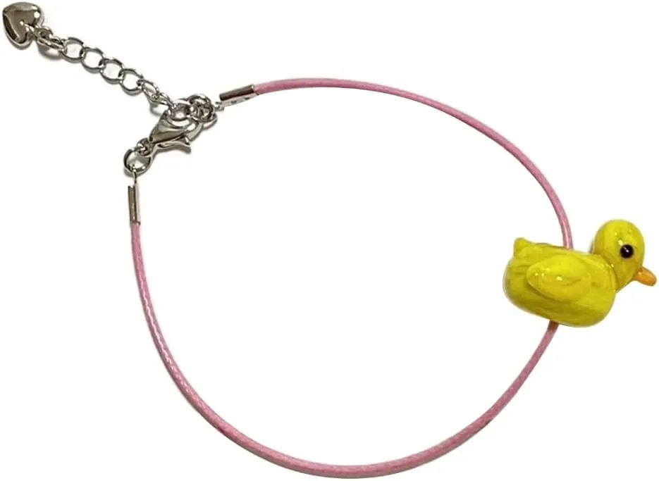 Cute Glass Duck Charm Bracelets Fun Beach Jewelry Wristband Yellow Duck Pendant Bracelets Birthday Gift Party