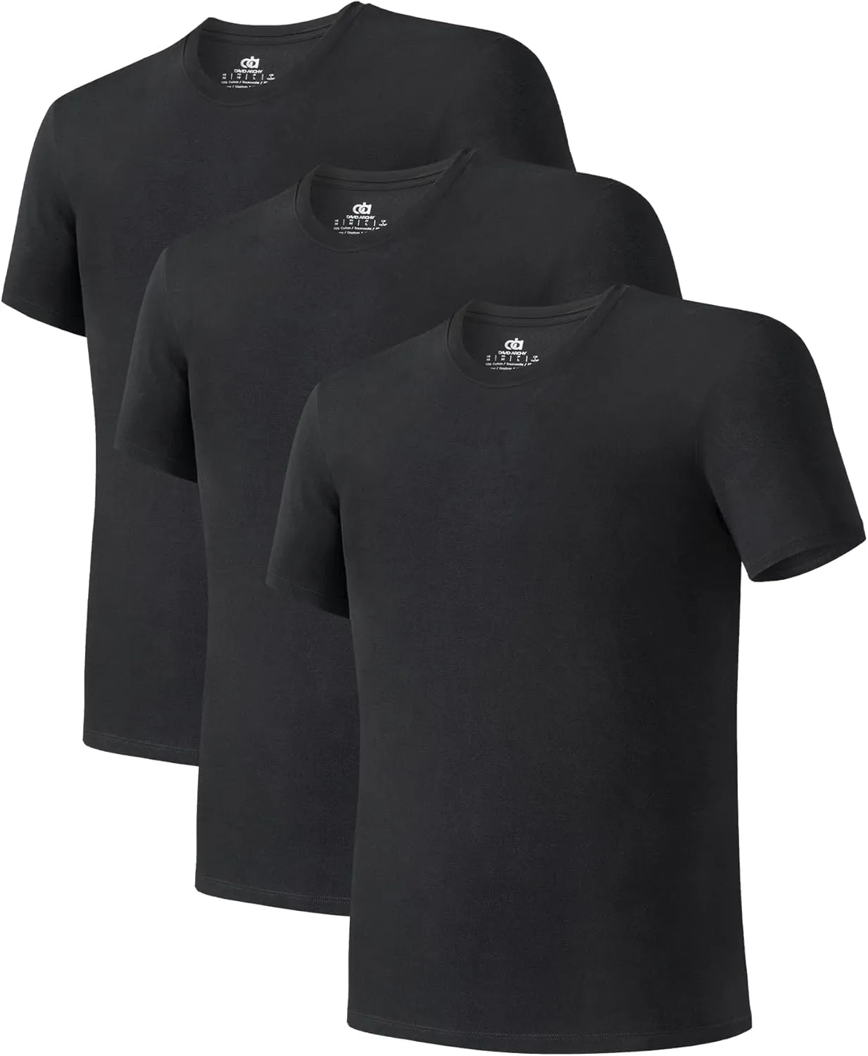 DAVID ARCHY Men's Undershirt Bamboo Rayon Moisture-Wicking Crewneck T-Shirts Stretch Tees for Men, 3 or 5 Pack