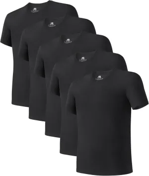 DAVID ARCHY Men's Undershirt Bamboo Rayon Moisture-Wicking Crewneck T-Shirts Stretch Tees for Men, 3 or 5 Pack