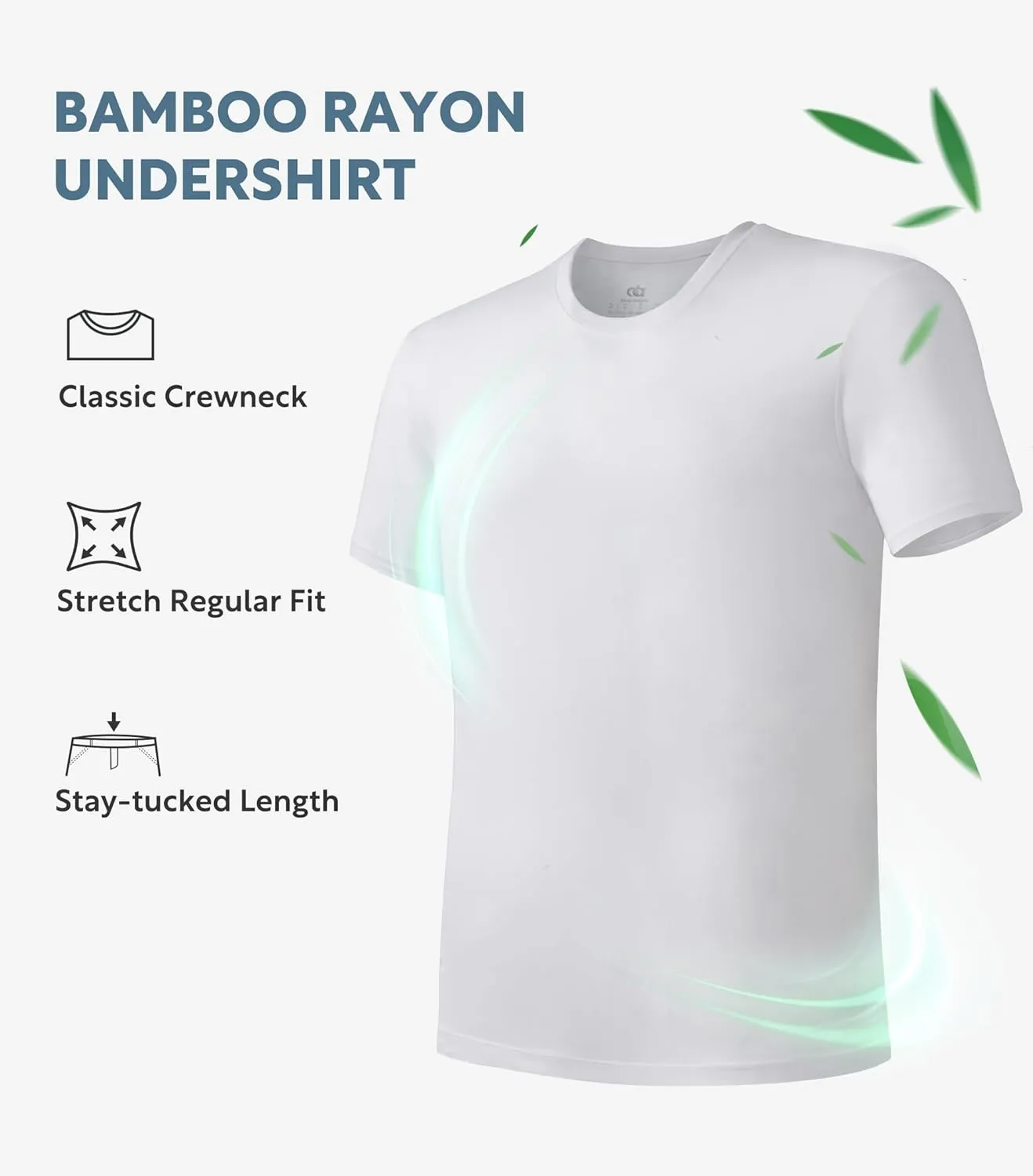 DAVID ARCHY Men's Undershirt Bamboo Rayon Moisture-Wicking Crewneck T-Shirts Stretch Tees for Men, 3 or 5 Pack