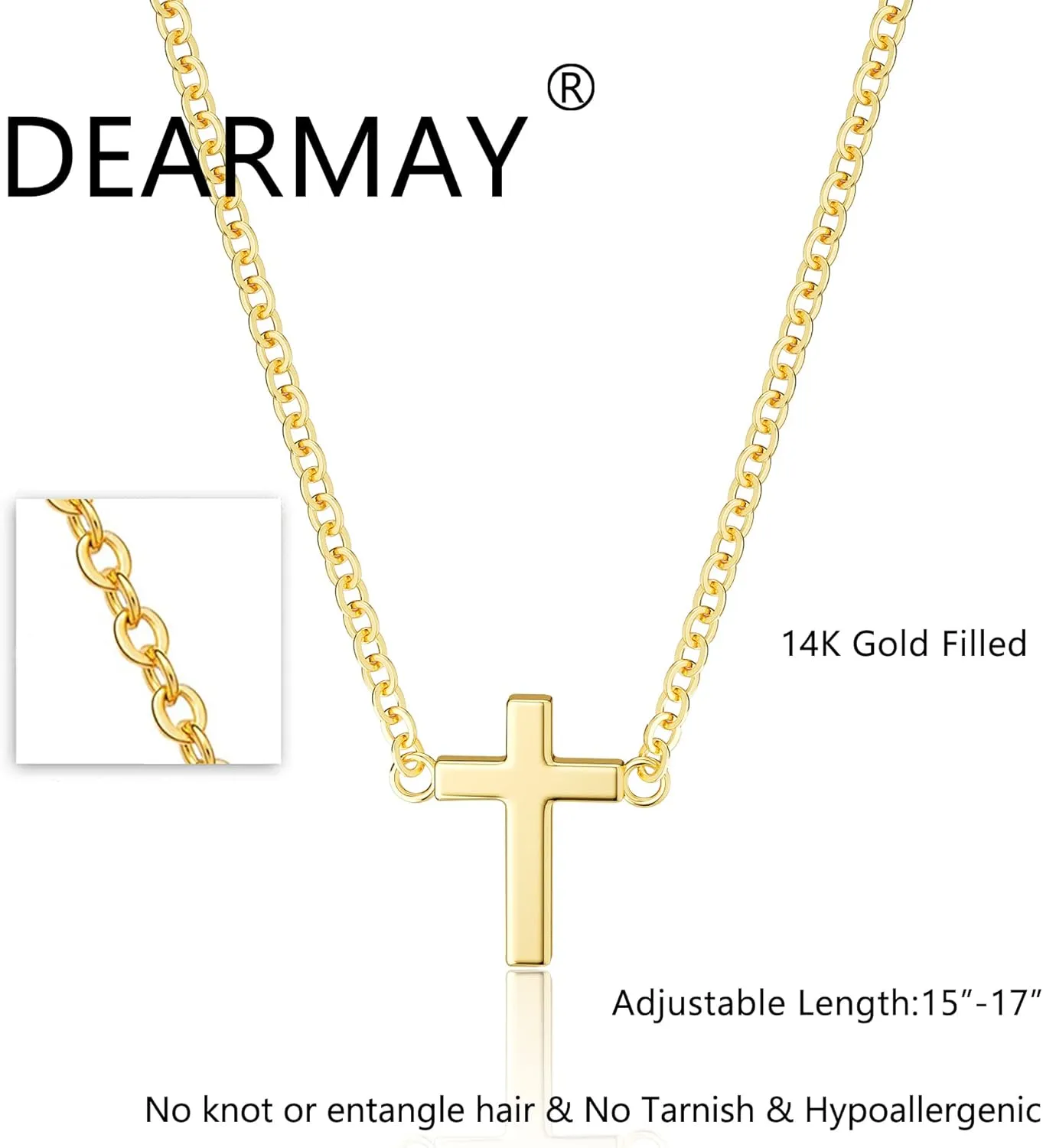 DEARMAY Dainty Cross Necklace for Women, Dainty 14k Gold Filled/Silver Cross Necklaces Simple Layered Small Cross Choker Necklace Thin Chain Necklaces Aesthetic Jewelry for Women Gift