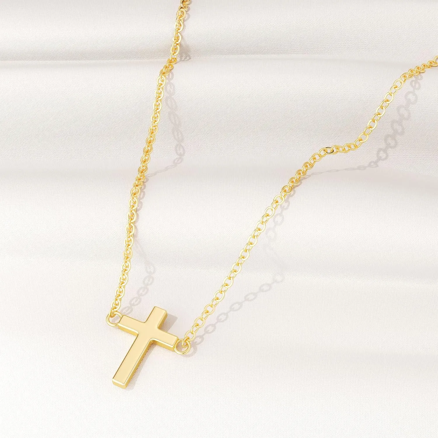 DEARMAY Dainty Cross Necklace for Women, Dainty 14k Gold Filled/Silver Cross Necklaces Simple Layered Small Cross Choker Necklace Thin Chain Necklaces Aesthetic Jewelry for Women Gift