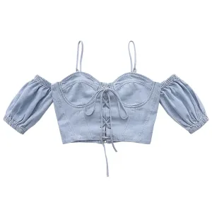 DENIM CROPPED TOP